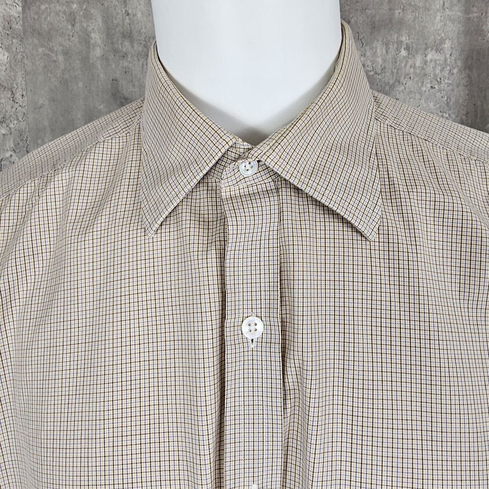 Turnbull & Asser London Mens 54"‎ Oxford Dress Shirt Plaid Long Sleeve